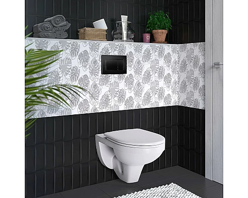 Комплект унитаза BelBagno Uno BB3105CHR/SC с инсталляцией Berges Atom 410 040332 с сиденьем Микролифт и Черной матовой клавишей смыва