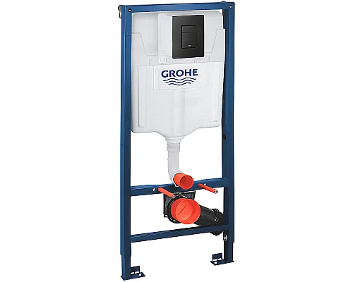 Комплект унитаза BelBagno Uno BB3105CHR/SC с инсталляцией Grohe Rapid SL 38811KF0 с сиденьем Микролифт и Черной матовой клавишей смыва