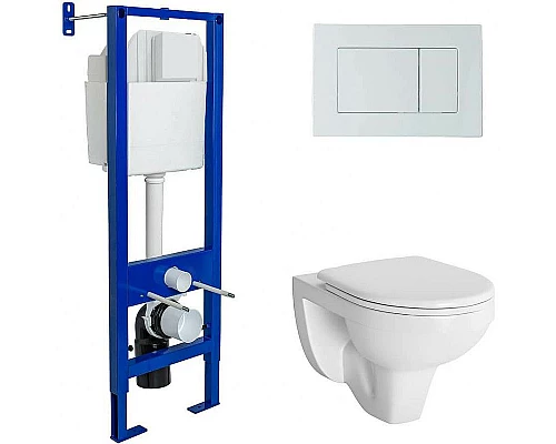 Заказать Комплект унитаза с инсталляцией Berges Atom 042430 с сиденьем Микролифт и Белой клавишей смыва в магазине сантехники Santeh-Crystal.ru