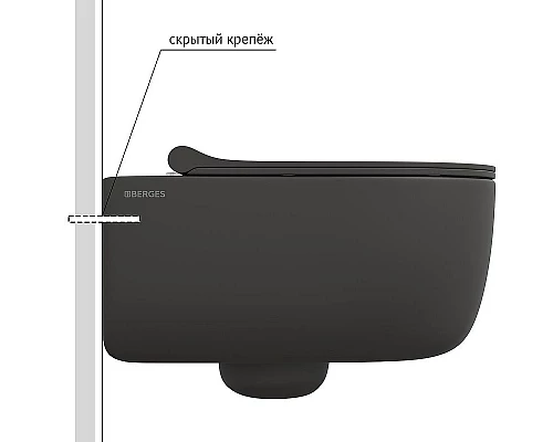 Купить Унитаз Berges Ego XL 083218 подвесной Антрацит матовый с сиденьем Микролифт в магазине сантехники Santeh-Crystal.ru