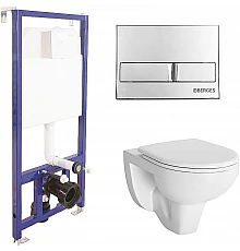 Комплект унитаза Berges Gamma 081105 с инсталляцией Berges Novum L3 040213 с сиденьем Микролифт и клавишей смыва Хром