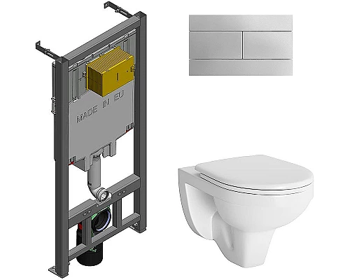 Купить Комплект унитаза Berges Gamma 081105 с сиденьем Микролифт и инсталляцией Jacob Delafon E29025-NF+E4316-CP с клавишей смыва Хром в магазине сантехники Santeh-Crystal.ru