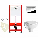 Комплект унитаза Berges Gamma 081105 с инсталляцией Tece Profil 9400412 с сиденьем Микролифт и клавишей смыва Хром глянцевый