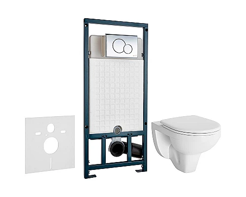 Заказать Комплект унитаза Berges Gamma 081105 с сиденьем Микролифт и инсталляцией WeltWasser WW Marberg 507 10000005949+10000005952 с клавишей смыва Хром глянцевый в магазине сантехники Santeh-Crystal.ru