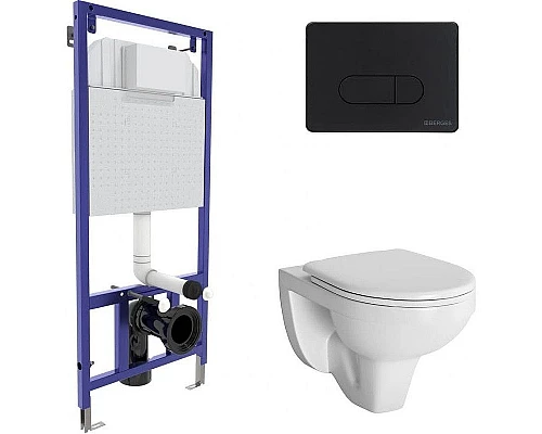 Заказать Комплект унитаза с инсталляцией Berges Novum 042418 с сиденьем Микролифт и Черной клавишей смыва в магазине сантехники Santeh-Crystal.ru