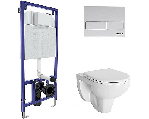 Приобрести Комплект унитаза с инсталляцией Berges Novum 042428 с сиденьем Микролифт и Белой клавишей смыва в магазине сантехники Santeh-Crystal.ru