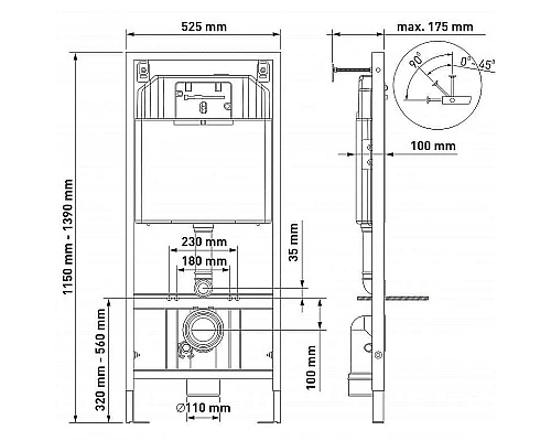 Приобрести Комплект унитаза с инсталляцией Berges Novum 042440 с сиденьем Микролифт и Черной клавишей смыва в магазине сантехники Santeh-Crystal.ru