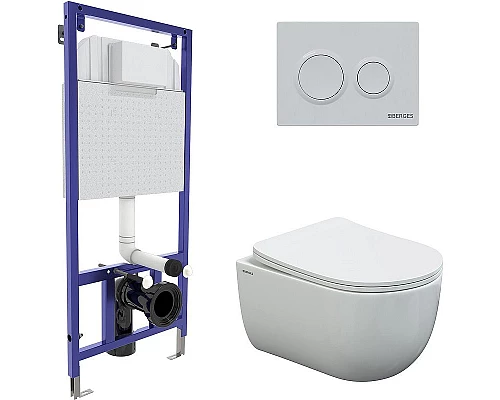 Заказать Комплект унитаза с инсталляцией Berges Novum 043239 с сиденьем Микролифт и Белой клавишей смыва в магазине сантехники Santeh-Crystal.ru