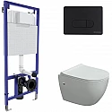 Комплект унитаза с инсталляцией Berges Okus 043274 с сиденьем Микролифт и Черной матовой клавишей смыва