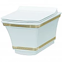 Унитаз Boheme Hermitage 951-G подвесной Белый с узором Золото без сиденья