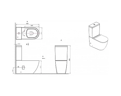 Заказать Унитаз компакт Bravat Gina CX01008UW-PA-ENG без бачка с сиденьем Микролифт в магазине сантехники Santeh-Crystal.ru