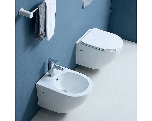 Приобрести Унитаз CeramaLux CL2196-1 подвесной Белый с сиденьем Микролифт в магазине сантехники Santeh-Crystal.ru