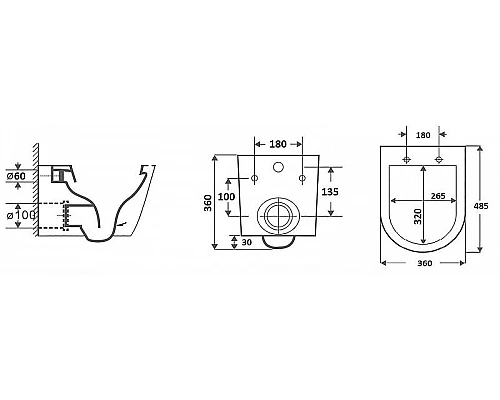 Приобрести Унитаз CeramaLux B2330-1MB подвесной Черный матовый с сиденьем Микролифт в магазине сантехники Santeh-Crystal.ru