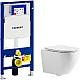 Заказать Комплект унитаза CeramaLux 2197 с инсталляцией Geberit Duofix Sigma UP320 111.300.00.5 с сиденьем Микролифт в магазине сантехники Santeh-Crystal.ru