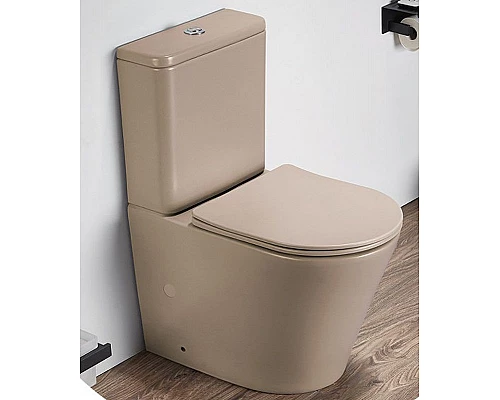 Купить Унитаз компакт CeramaLux 2179XMC Капучино матовый с бачком и сиденьем Микролифт в магазине сантехники Santeh-Crystal.ru