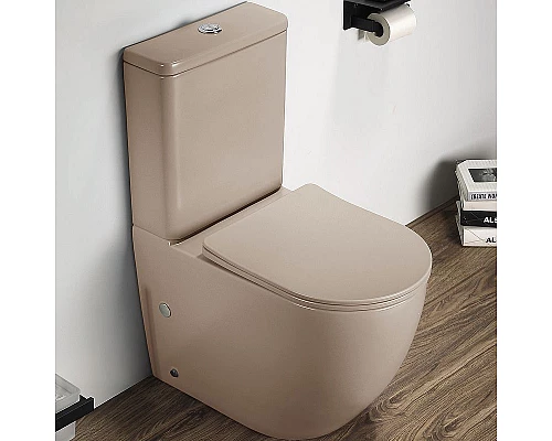 Приобрести Унитаз компакт CeramaLux 2166XMC Капучино матовый с бачком и сиденьем Микролифт в магазине сантехники Santeh-Crystal.ru