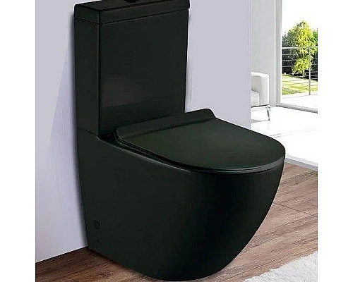 Приобрести Унитаз компакт CeramaLux 2166MB Черный матовый с бачком и сиденьем Микролифт в магазине сантехники Santeh-Crystal.ru