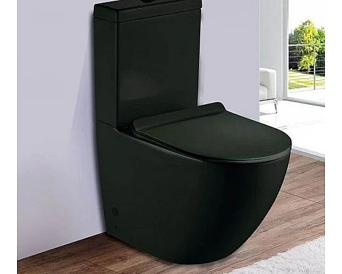 Приобрести Унитаз компакт CeramaLux 2166MB Черный матовый с бачком и сиденьем Микролифт в магазине сантехники Santeh-Crystal.ru