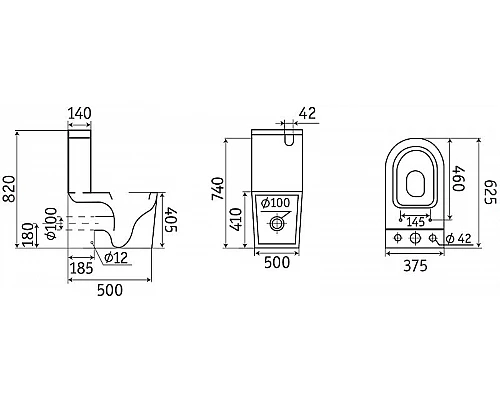 Приобрести Унитаз компакт CeramaLux 2166MB Черный матовый с бачком и сиденьем Микролифт в магазине сантехники Santeh-Crystal.ru