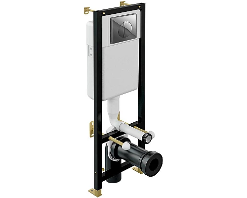 Купить Комплект унитаза CeramaLux 2197 с инсталляцией Cersanit Black 35 S-IN-BLACK-Cg-w с сиденьем Микролифт и клавишей смыва Хром в магазине сантехники Santeh-Crystal.ru