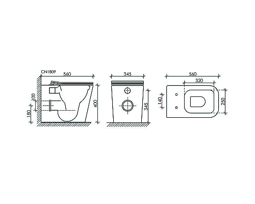 Заказать Унитаз Ceramica Nova Cubic CN1809 приставной с сиденьем Микролифт в магазине сантехники Santeh-Crystal.ru
