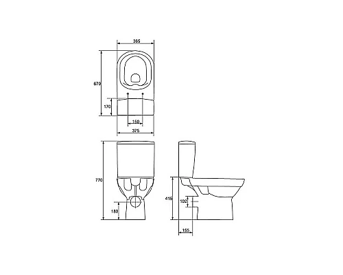 Купить Унитаз компакт Cersanit City S-MK-CIT_COn_010/011 без бачка и сиденья в магазине сантехники Santeh-Crystal.ru