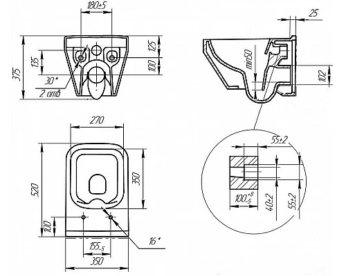 Купить Комплект унитаза с инсталляцией Cersanit Crea Square CO DPL EO slim 63997 с сиденьем Микролифт в магазине сантехники Santeh-Crystal.ru