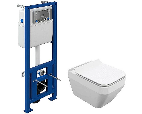 Купить Комплект унитаза с инсталляцией Cersanit Crea Square CO DPL EO slim 63997 с сиденьем Микролифт в магазине сантехники Santeh-Crystal.ru