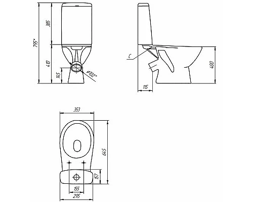 Заказать Унитаз компакт Cersanit Just 64073 (KO-JUS031-3/6-PL) с бачком и сиденьем Микролифт в магазине сантехники Santeh-Crystal.ru