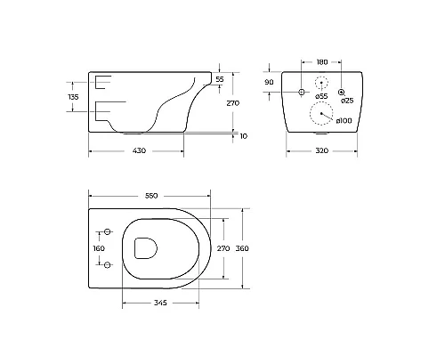 Унитаз Cezares Duet CZR-2462-TH-TOR/CZR-870-SC подвесной с сиденьем Микролифт