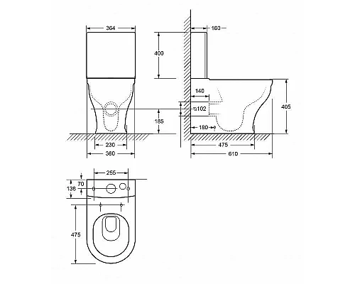 Заказать Унитаз компакт Cezares Giubileo CZR-165-CPR без бачка и сиденья в магазине сантехники Santeh-Crystal.ru