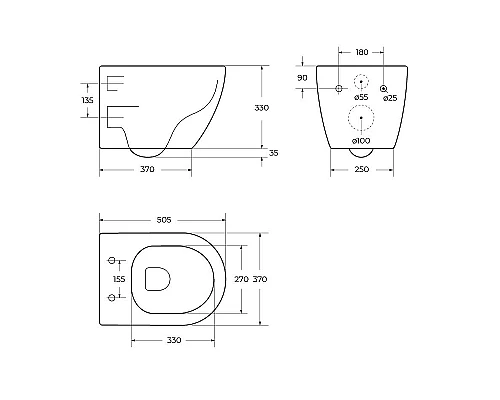 Унитаз Cezares Stylus CZR-513-TH-R/CZR-2316-SC подвесной с сиденьем Микролифт