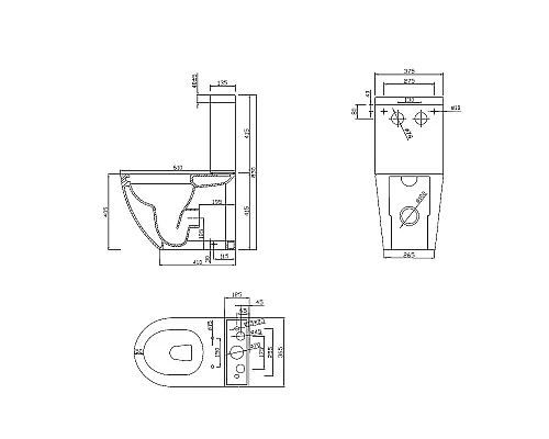 Унитаз компакт Cezares Stylus CZR-152-CPR/CZR-GN-SC без бачка с сиденьем Микролифт
