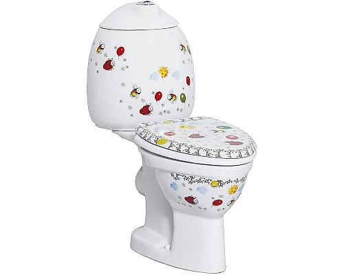 Купить Унитаз компакт Creavit Cocuk CK310-11CB00E-FF00+KC0802.01.1000E Белый с декором с сиденьем без бачка в магазине сантехники Santeh-Crystal.ru