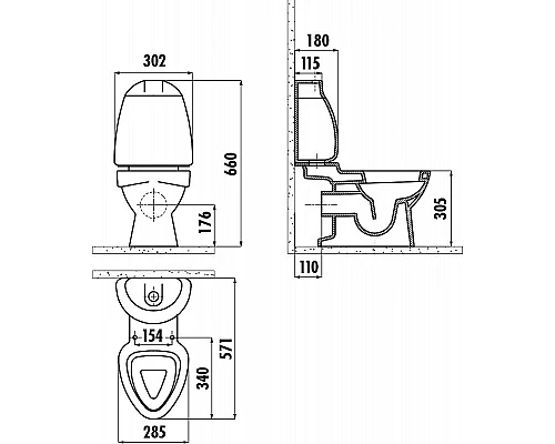 Купить Унитаз компакт Creavit Cocuk CK310-11CB00E-FF00+KC0802.01.1000E Белый с декором с сиденьем без бачка в магазине сантехники Santeh-Crystal.ru