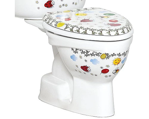 Купить Унитаз компакт Creavit Cocuk CK310-11CB00E-FF00+KC0802.01.1000E Белый с декором с сиденьем без бачка в магазине сантехники Santeh-Crystal.ru