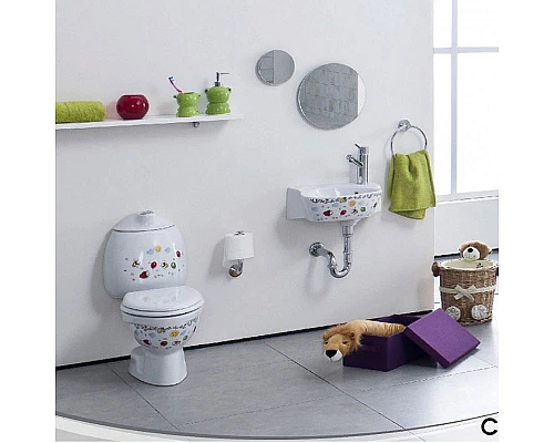 Купить Унитаз компакт Creavit Cocuk CK310-11CB00E-FF00+KC0802.01.1000E Белый с декором с сиденьем без бачка в магазине сантехники Santeh-Crystal.ru