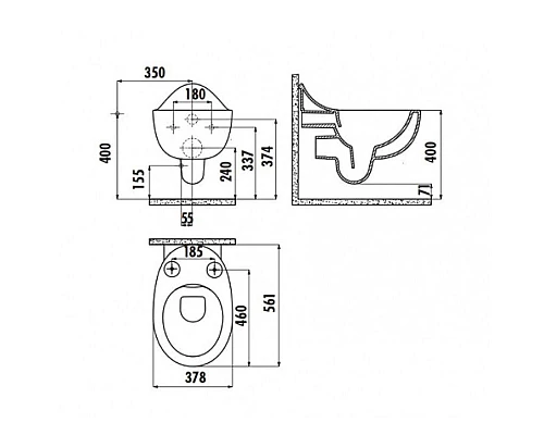 Приобрести Унитаз биде Creavit Foglia FG321-00CB00E-0000 подвесной Белый без сиденья в магазине сантехники Santeh-Crystal.ru
