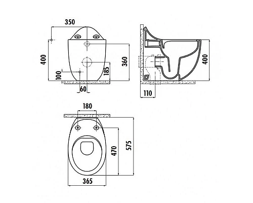 Заказать Унитаз биде Creavit Foglia FG350-00CB00E-0000 Белый без сиденья в магазине сантехники Santeh-Crystal.ru