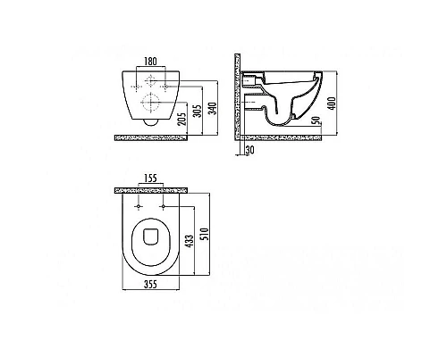 Приобрести Унитаз биде Creavit Free FE320-00SM00E-0000 подвесной Черный матовый без сиденья в магазине сантехники Santeh-Crystal.ru