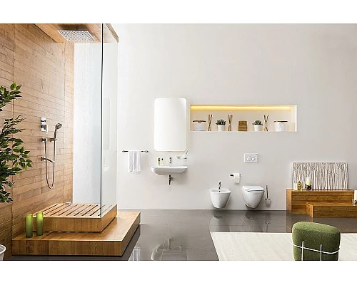 Приобрести Комплект унитаза Creavit Free FE320-11CB00E-0000+KC0103.03.0000E с сиденьем Микролифт и инсталляцией Alcaplast Sadroмodul AM101/1120-0001+M670 с Белой клавишей смыва в магазине сантехники Santeh-Crystal.ru