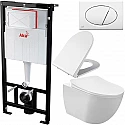 Комплект унитаза Creavit Free FE322-11CB00E-0000+KC0103.03.0000E с сиденьем Микролифт и инсталляцией Alcaplast Sadroмodul AM101/1120-0001+M70 с Белой клавишей смыва
