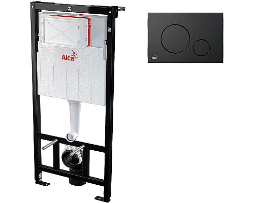 Купить Комплект унитаза Creavit Free FE322-11CB00E-0000+KC0103.03.0000E с сиденьем Микролифт и инсталляцией Alcaplast Sadroмodul AM101/1120-0001+M678 с Черной матовой клавишей смыва в магазине сантехники Santeh-Crystal.ru