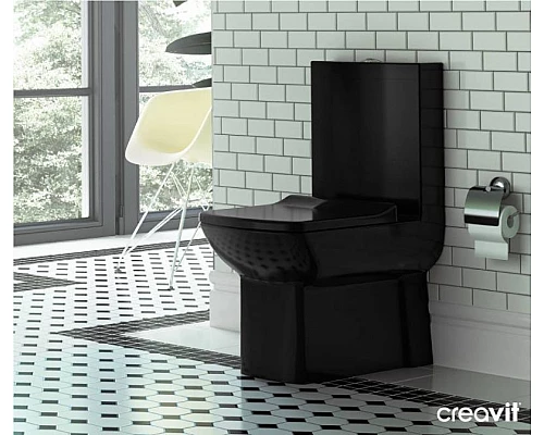 Приобрести Унитаз компакт Creavit Lara LR360-11SI00E-0000 Черный без бачка и сиденья в магазине сантехники Santeh-Crystal.ru
