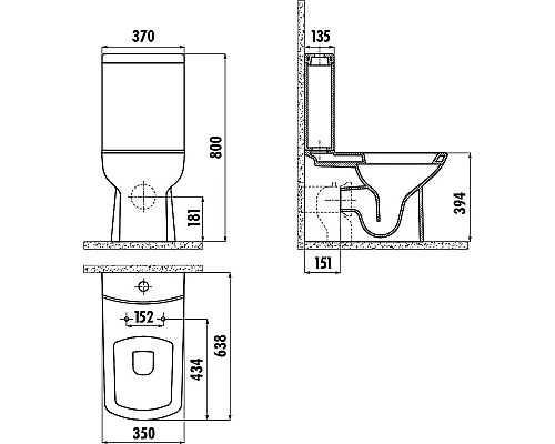 Заказать Унитаз компакт Creavit Lara LR360-11SM00E-0000 Черный матовый без бачка и сиденья в магазине сантехники Santeh-Crystal.ru