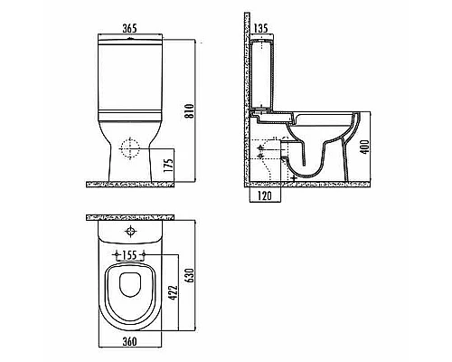 Приобрести Унитаз компакт Creavit Letoon LT361-11CB00E-0000 Белый без бачка и сиденья в магазине сантехники Santeh-Crystal.ru