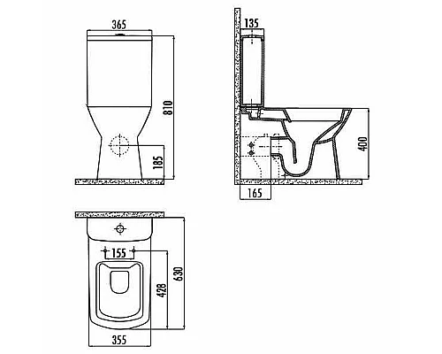 Заказать Унитаз компакт Creavit Nova NV361-11CB00E-0000 Белый без бачка и сиденья в магазине сантехники Santeh-Crystal.ru