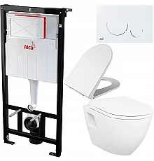 Комплект унитаза Creavit Terra TP325-11CB00E-0000+KC0103.03.0000E с сиденьем Микролифт и инсталляцией Alcaplast Sadroмodul AM101/1120-0001+M670 с Белой клавишей смыва