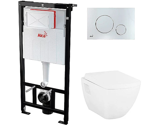 Заказать Комплект унитаза Creavit Trend TP326-11CB00E-0000+KC2103.01.0000E с сиденьем Микролифт и инсталляцией Alcaplast Sadroмodul AM101/1120-0001+M671 с клавишей смыва Хром в магазине сантехники Santeh-Crystal.ru