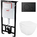Комплект унитаза Creavit Trend TP326-11CB00E-0000+KC2103.01.0000E с сиденьем Микролифт и инсталляцией Alcaplast Sadroмodul AM101/1120-0001+M678 с Черной матовой клавишей смыва